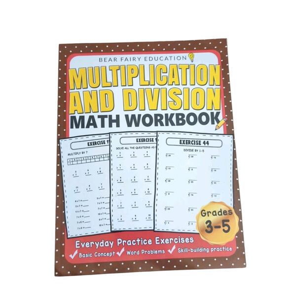 Multiplication and Division Math Workbook for 3rd 4th 5th Grades: Everyda Y - Picture 1 of 4